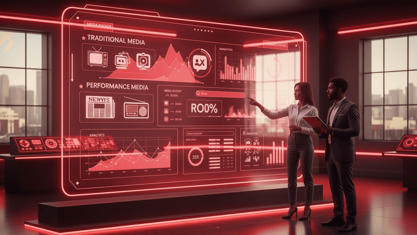 Capa de Como alocar budget de mídia tradicional para performance e provar o ROI em 2026