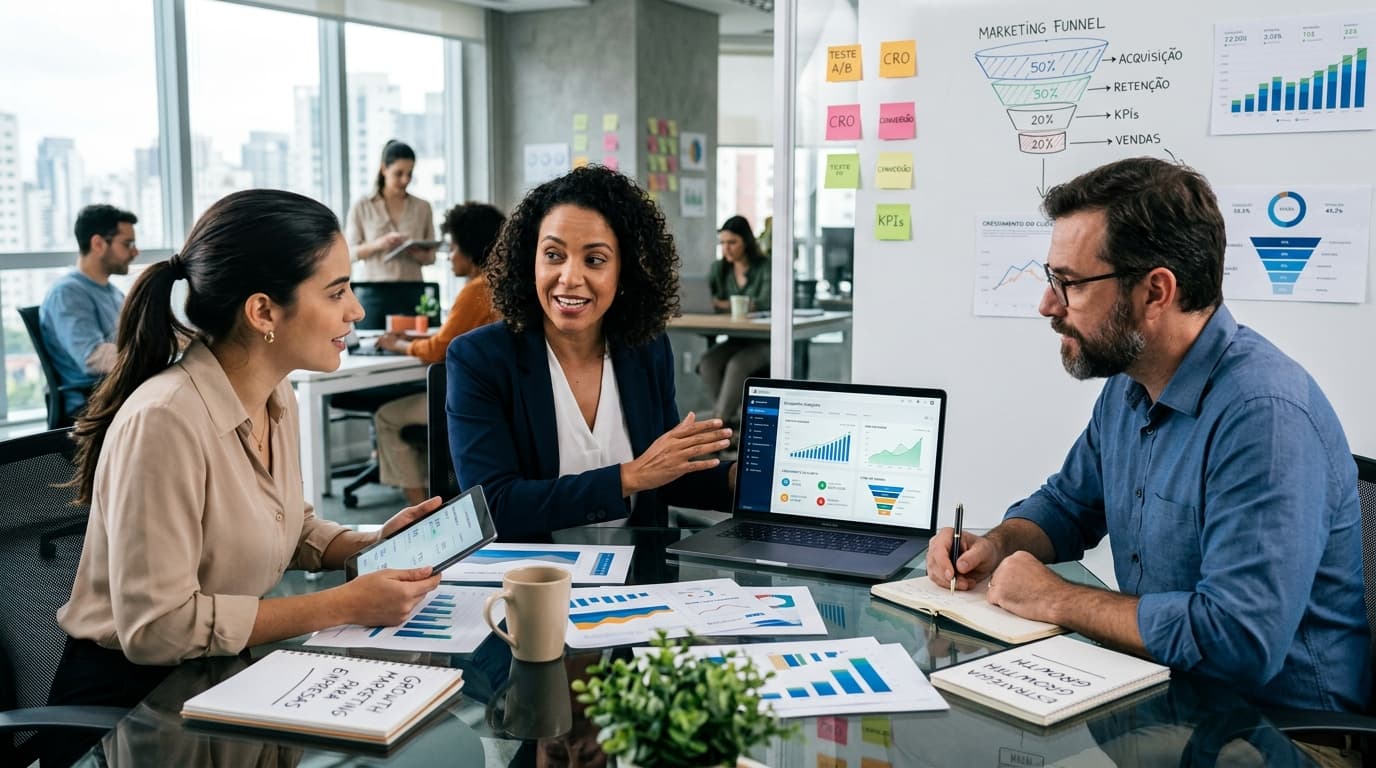 Capa de Growth marketing para empresas: o que é e como aplicar para acelerar vendas